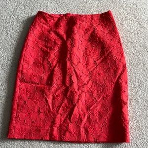 Ann Taylor Floral Eyelet Lace Pencil Skirt Coral Size 0